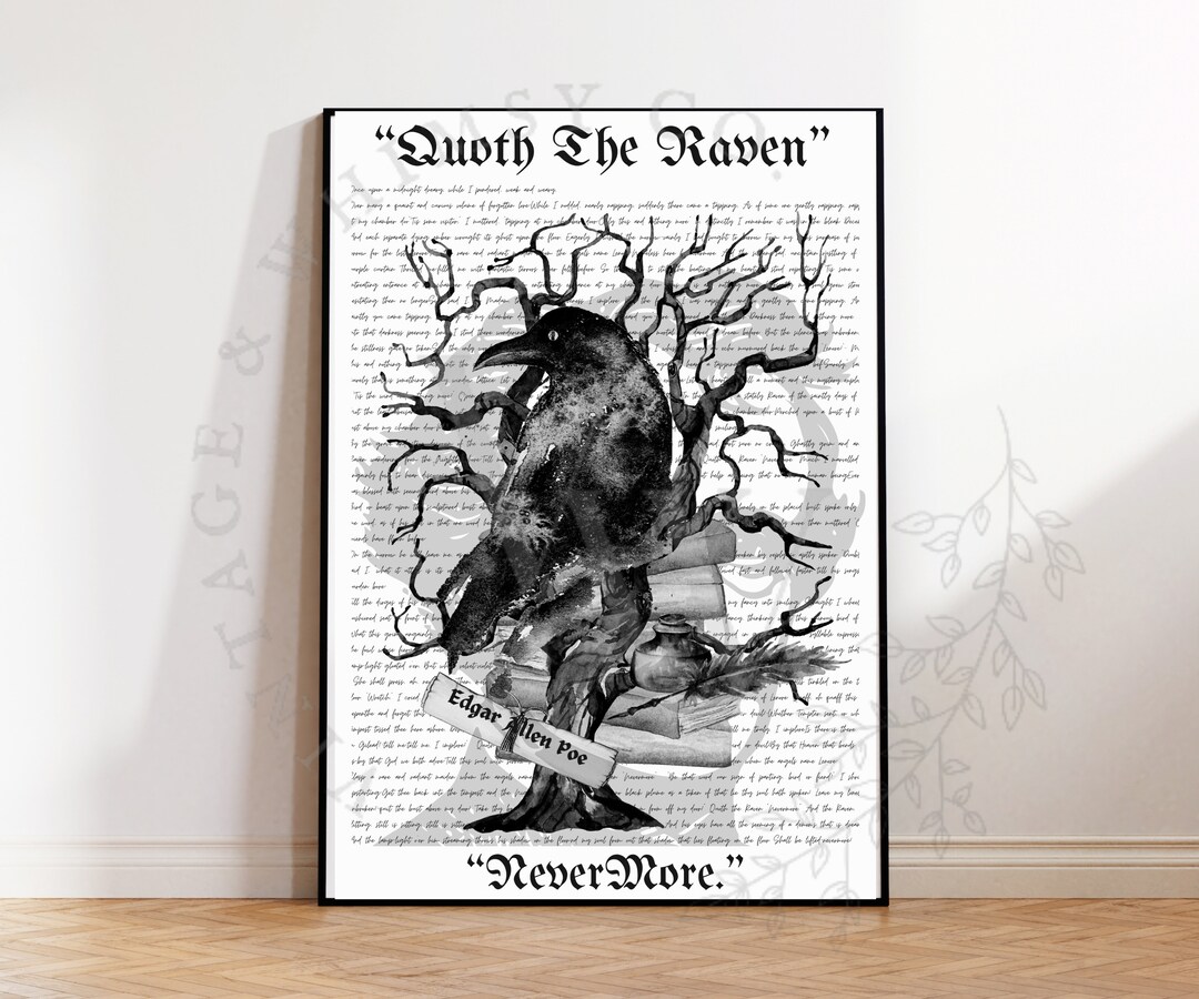 The Raven Poem Art Print, Edgar Allan Poe Poster (digital Download ...