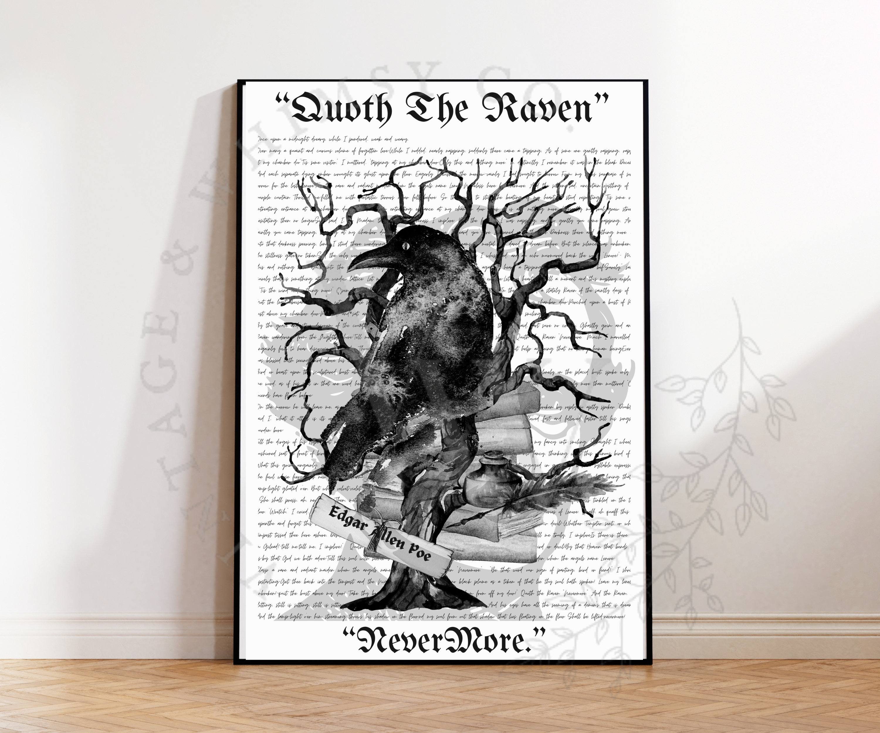 The Raven Poem Art Print, Edgar Allan Poe Poster (digital Download ...