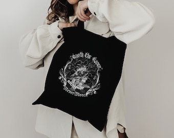 Edgar Allan Poe 'The Raven' Cotton Canvas Tote Bag - Dark Academia