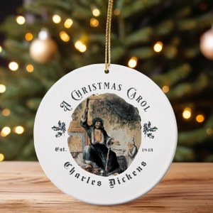 A Christmas Carol Ornament: Charles Dickens, Ebenezer Scrooge Ceramic Holiday Decor