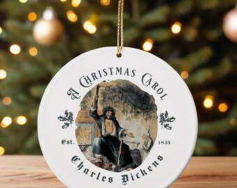 A Christmas Carol Ornament: Charles Dickens, Ebenezer Scrooge Ceramic Holiday Decor