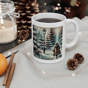 Narnia Aslan Lion Witch Wardrobe CS Lewis Lucy Acrylic Painting Print Ceramic Mug, 11oz