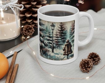 Narnia Aslan Lion Witch Wardrobe CS Lewis Lucy Acrylic Painting Print Ceramic Mug, 11oz