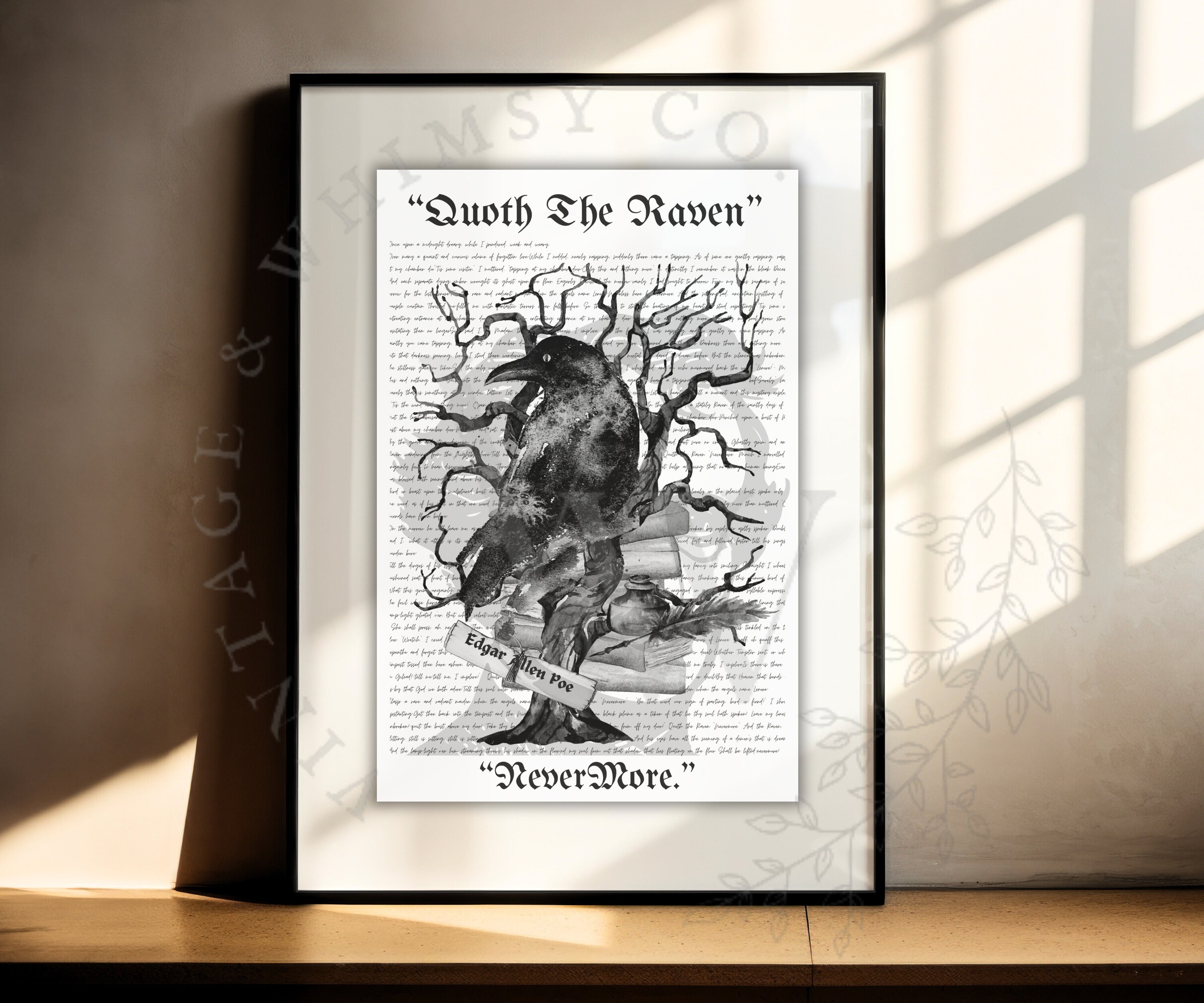 The Raven Poem Art Print, Edgar Allan Poe Poster (digital Download ...
