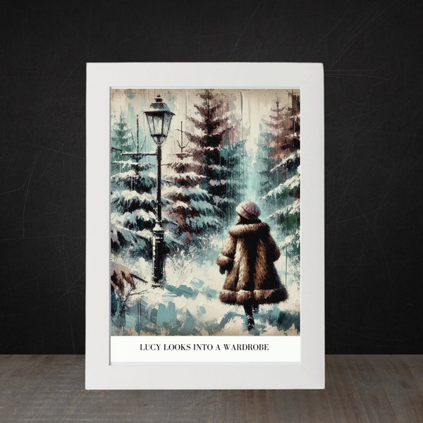 Lucy Lion Witch Wardrobe CS Lewis Chronicles of Narnia Book Poster Printable Download