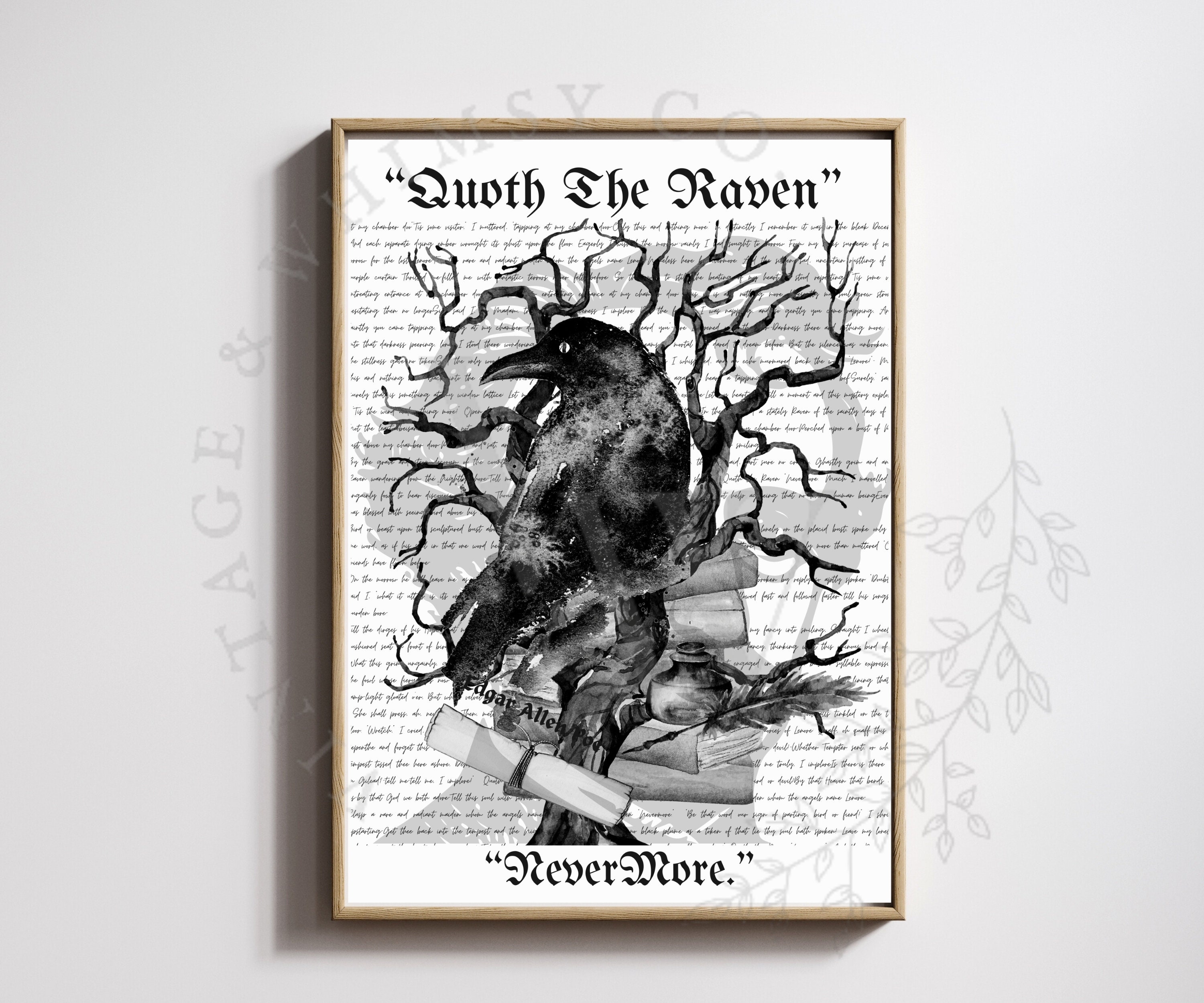 The Raven Poem Art Print, Edgar Allan Poe Poster (digital Download ...
