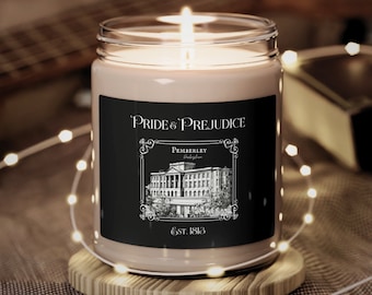 Pride & Prejudice Candle, Mr. Darcy Pemberley Bookish Gift, Soy Wax (9oz)