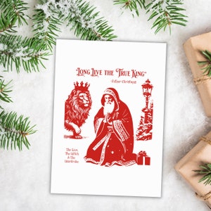 Citation de Narnia Aslan Lion, la sorcière et le père Noël Chroniques de Narnia CS Lewis Books Cartes de Noël à imprimer, 4 modèles