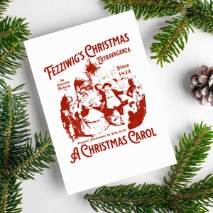 Christmas Carol Charles Dickens Vintage Illustration Biglietto di auguri Ebenezer Scrooge Film di Natale Fezziwig Pacchetto di biglietti di Natale stampabili