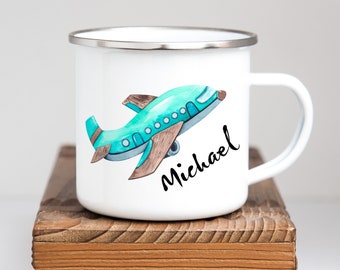 Personalized custom enamel mug Airplane