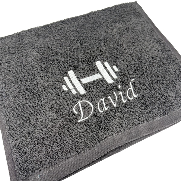 Toalla de gimnasio personalizada con nombre o texto bordado, toallas bordadas personalizadas, toallas de mano, toallas de baño