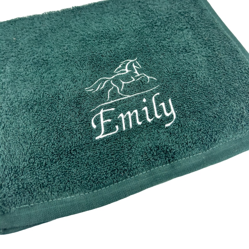 Personalized Horse Towel With Embroidered Name or Text, Personalized Embroidered Towels, Hand Towels, Bath Towels image 1