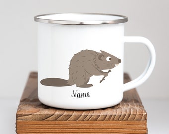 Personalisierte individuelle Emailletasse Beaver