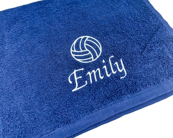 Toalla de voleibol personalizada con nombre o texto bordado, toallas bordadas personalizadas, toallas de mano, toallas de baño