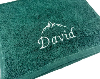 Asciugamano da montagna personalizzato con nome o testo ricamato, asciugamani ricamati personalizzati, asciugamani, asciugamani da bagno