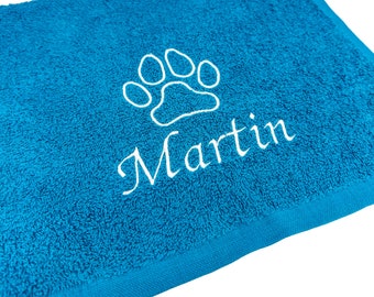 Toalla de pata de perro personalizada con nombre o texto bordado, toallas bordadas personalizadas, toallas de mano, toallas de baño