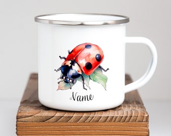 Personalized custom enamel mug Ladybug