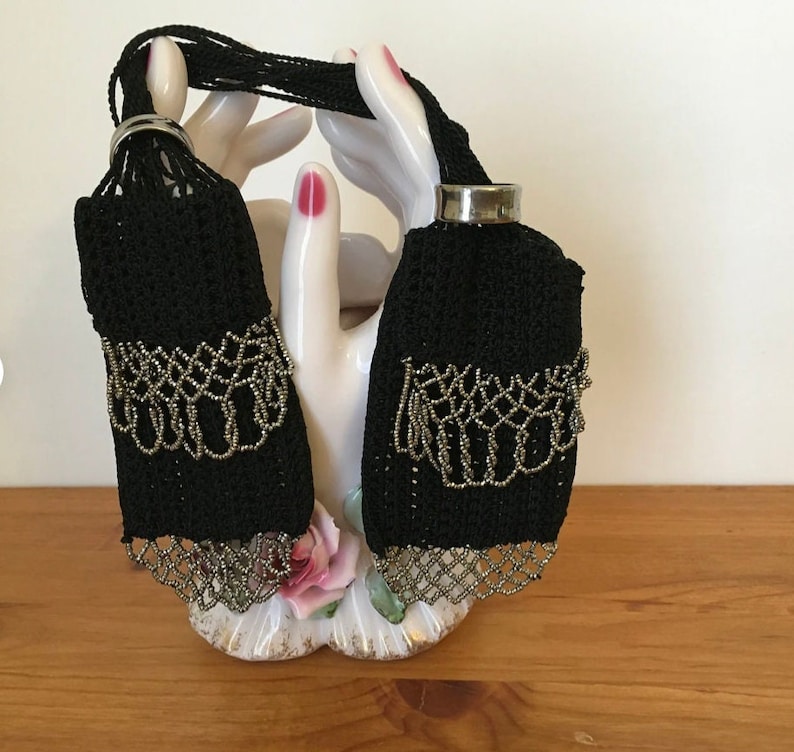 Antique Victorian Miser Purse String Purse Knit Beaded Bag Penny Pincher Pocketbook Gift for