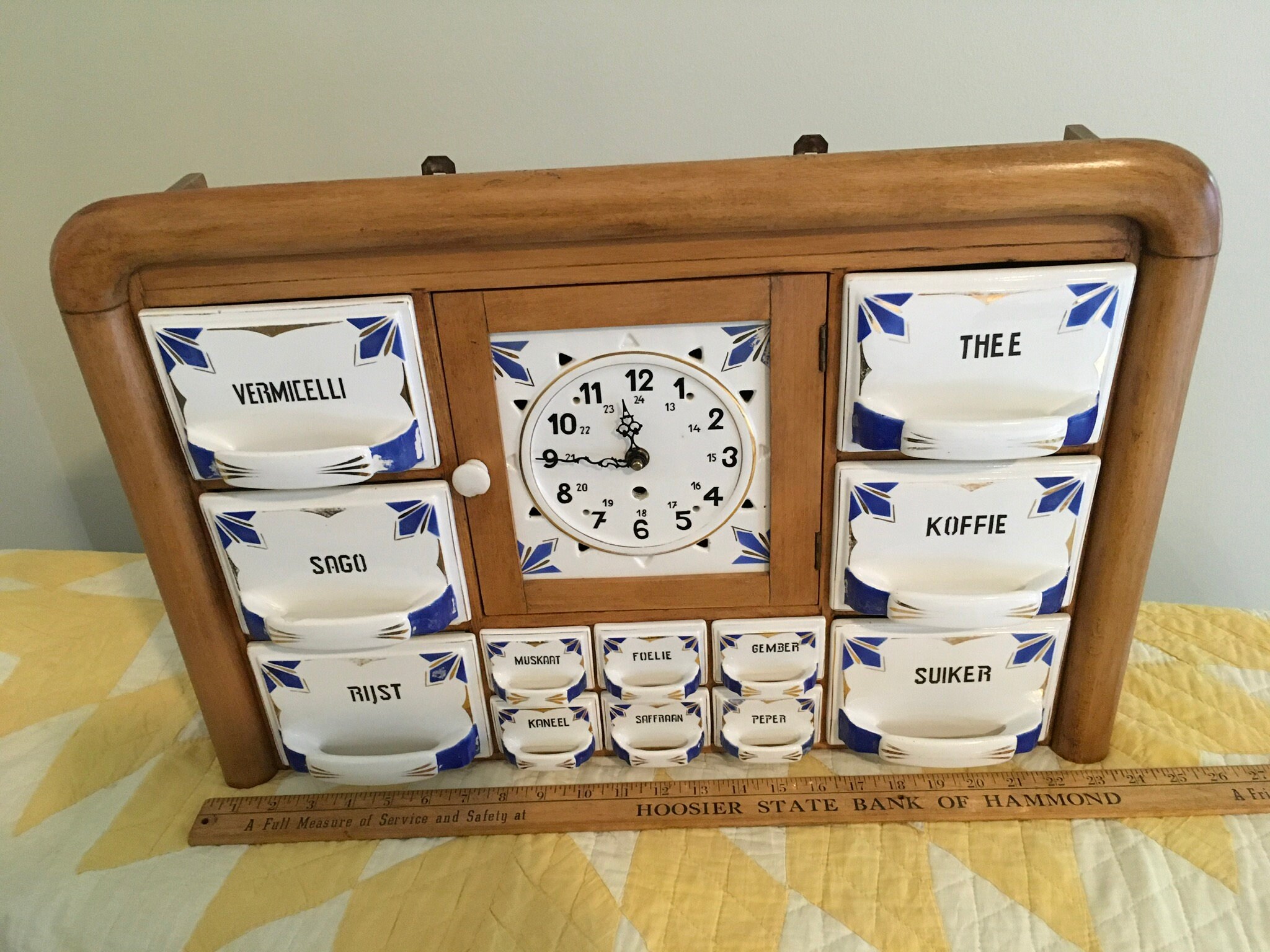 Vintage Delft Spice Cabinet With Clock, French Country Decor - Etsy