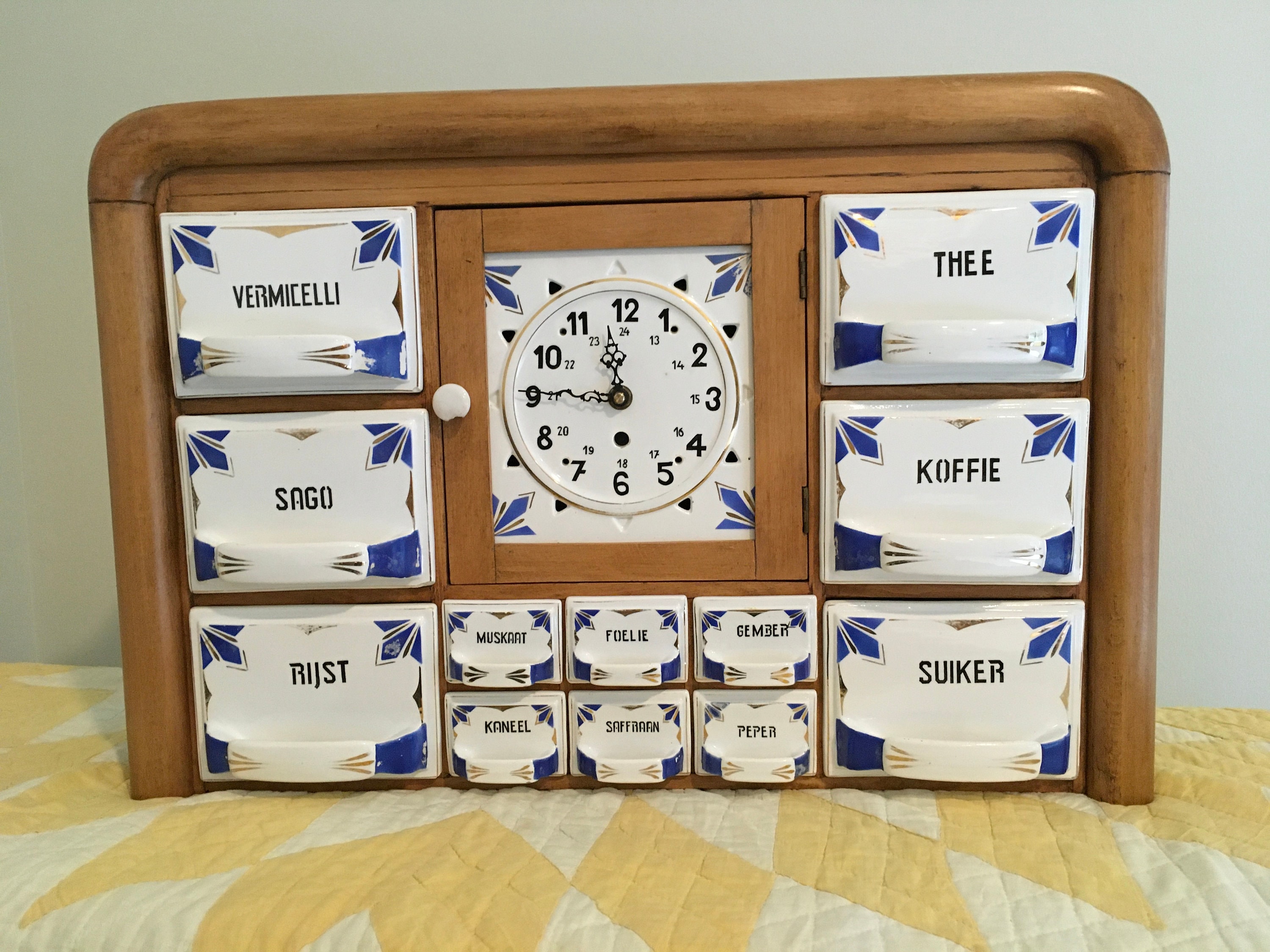 Vintage Delft Spice Cabinet With Clock, French Country Decor - Etsy