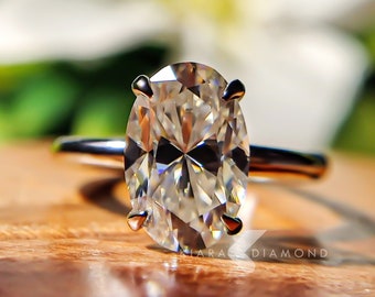 Anillo de solitario Moissanite ovalado de 11x7 mm, anillo de compromiso ovalado alargado, anillo de boda de solitario, anillo de propuesta de mujer, regalos de cumpleaños/promesa