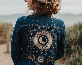 CUSTOMISABLE - Celestial Zodiac Embroidery Design Service / Written in the Stars / Bride Bridal Wedding Jacket Personalised