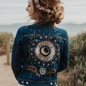 CUSTOMISABLE - Celestial Zodiac Embroidery Design Service / Written in the Stars / Bride Bridal Wedding Jacket Personalised