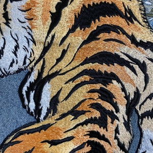 Embroidered Tiger Denim Jacket with Customisable Florals image 4