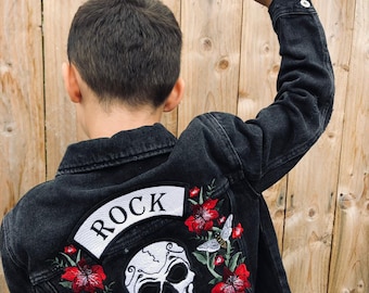 Embroidered Skull Jacket Design / CUSTOMISED Rock and Roll  / Alternative Style / rocker jacket