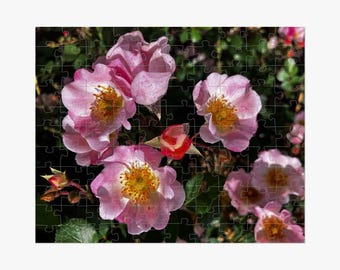 Pink Wild Roses 150-Piece Puzzle | Original Floral Photography Gift | Relaxing Nature Jigsaw Puzzle