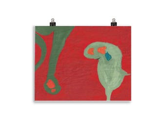 Drolliges Dinos Gemälde auf Poster gedruckt