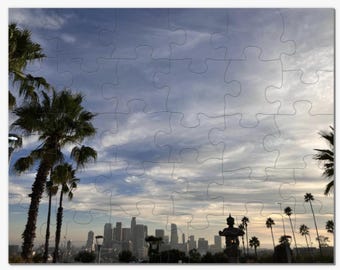 LA Skyline View from Dodgers Stadium 35-Piece Jigsaw Puzzle – Iconic Cityscape for Puzzle Lovers