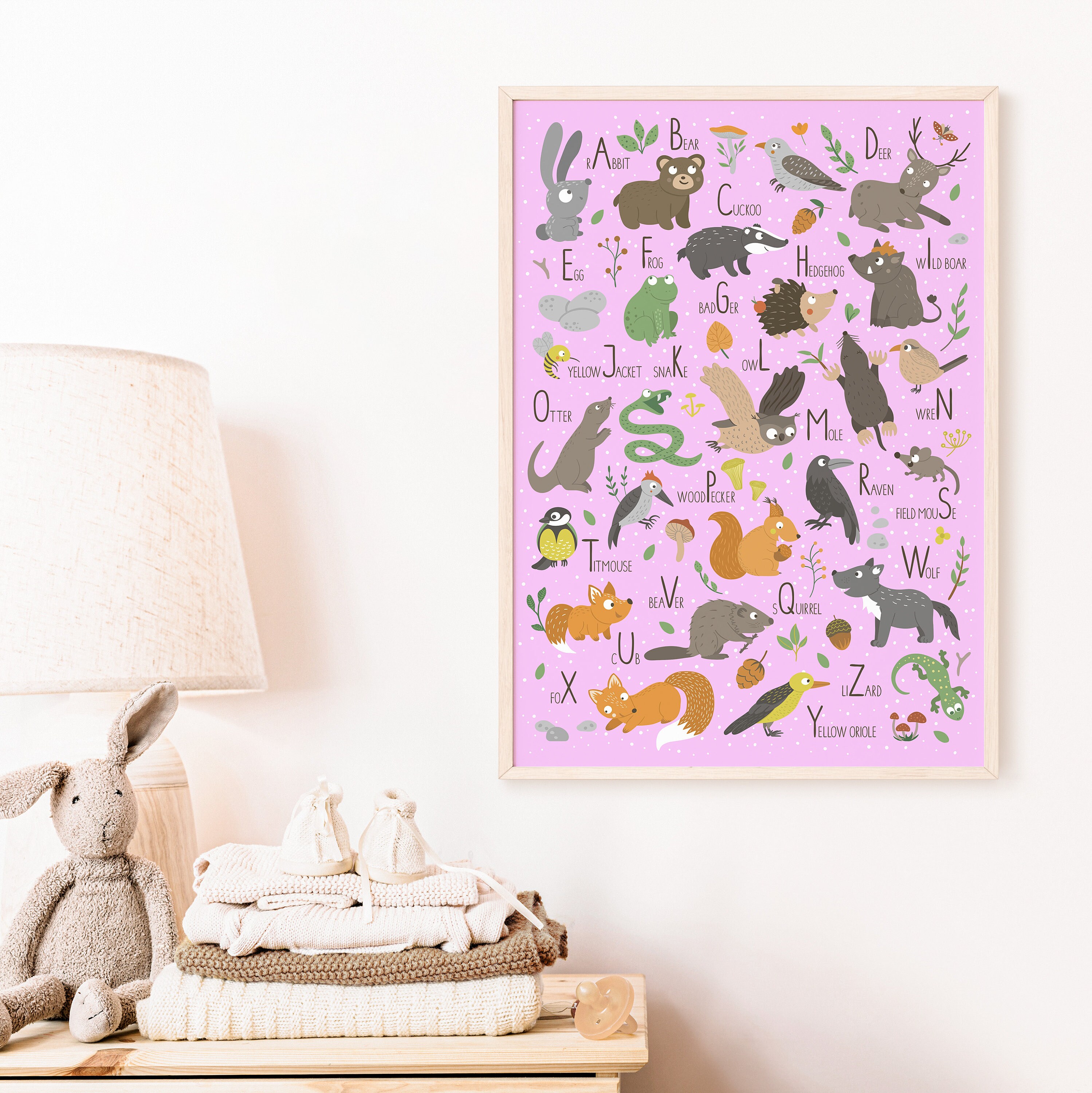 Alphabet poster printable pdf downloadable poster green etsy