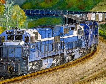 Railroad Art - Train Art - Detroit Edison - Monongahela - Locomotive - Art Print - Railroad Painting - Train Painting - Pennsylvania