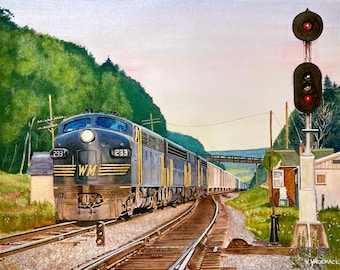 Railroad Art - Train Art - Western Maryland - Locomotive - Art Print - Railroad Painting - Train Painting - Pennsylvania - Chessie