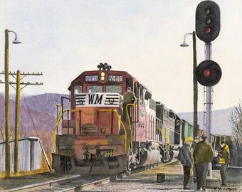 Railroad Art - Train Art - Western Maryland - Chessie - Locomotive - Art Print - Railroad Painting - Train Painting - Pennsylvania