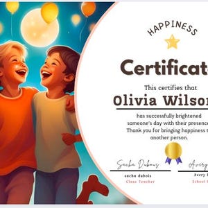 Druckbare Positive Virtue Award Zertifikatsvorlagen für Kinder, die auf Canva bearbeitet werden können