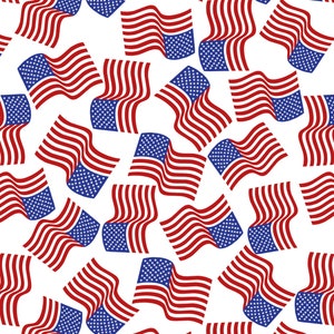 SALE Lewis & Irene Americana Flags on White A635.1