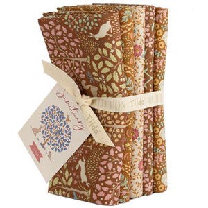 Tilda Sanctuary Fat Quarter Bundle Caramel and Ochre 5piece