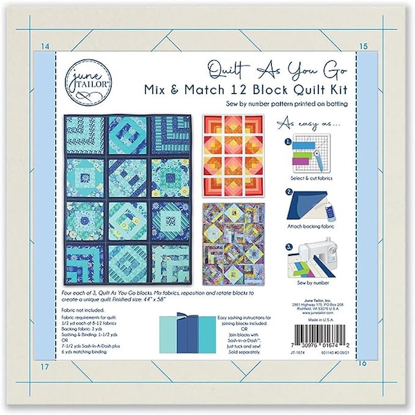 June Tailor Quilt As You Go Mix and Match 12 Block Quilt Kit QAYG JT1674