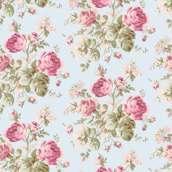 French Roses Light Sky by Clothworks  Y3978-97