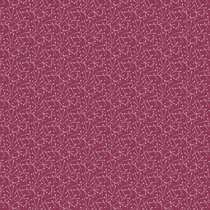 May include: A seamless pattern with a burgundy background and white abstract shapes. The shapes are a combination of dots, lines, and stars.