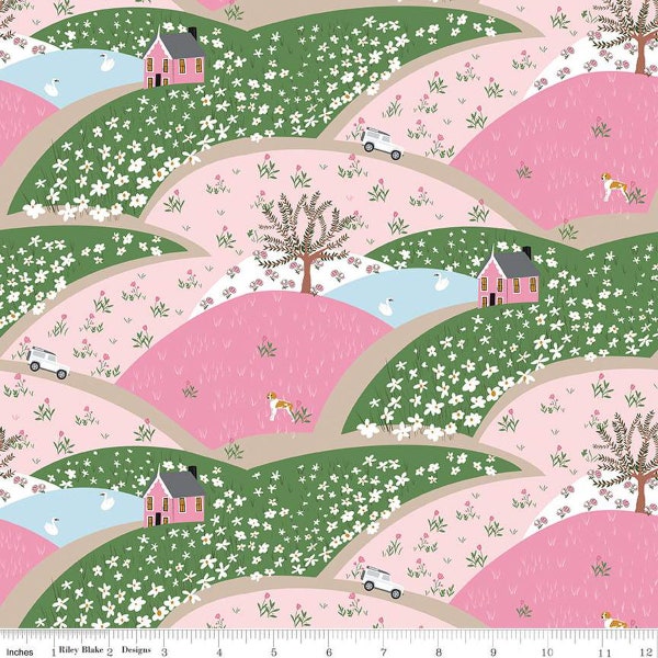 Tulip Cottage Flower Fields Pink by Melissa Mortenson for Riley Blake Designs