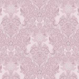 Lewis & Irene Celtic Faeries Unicorn on Soft Heather with Silver Metallic  A733.3