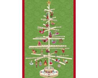 Panel de árbol escandinavo navideño de Mary Jane Carey Henry Glass