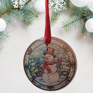 2025 Snowman Christmas Ornament, Ceramic Bauble, Heirloom Keepsake