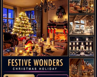Christmas Holiday Animated Video Backgrounds, 9-Pack 1080p MP4 + PNG — Festive Wonders