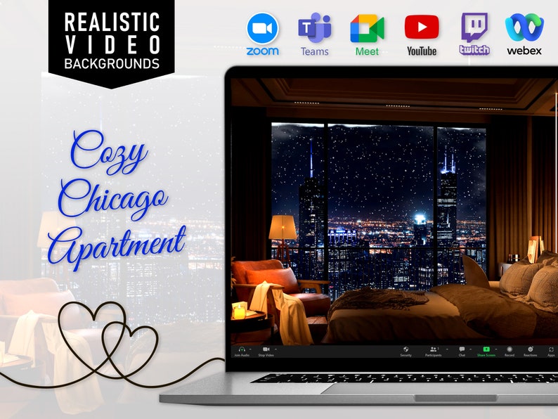 Cozy Chicago Apartment Animated Virtual Background Instant Digital