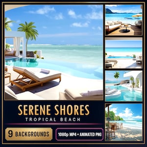 Tropical Beach Animated Video Backgrounds, 9-Pack 1080p MP4 + PNG — Serene Shores