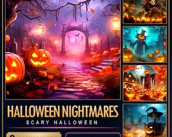 Fondos de vídeo animados de terror para Halloween, paquete de 9 en 1080p MP4 + PNG — Pesadillas de Halloween